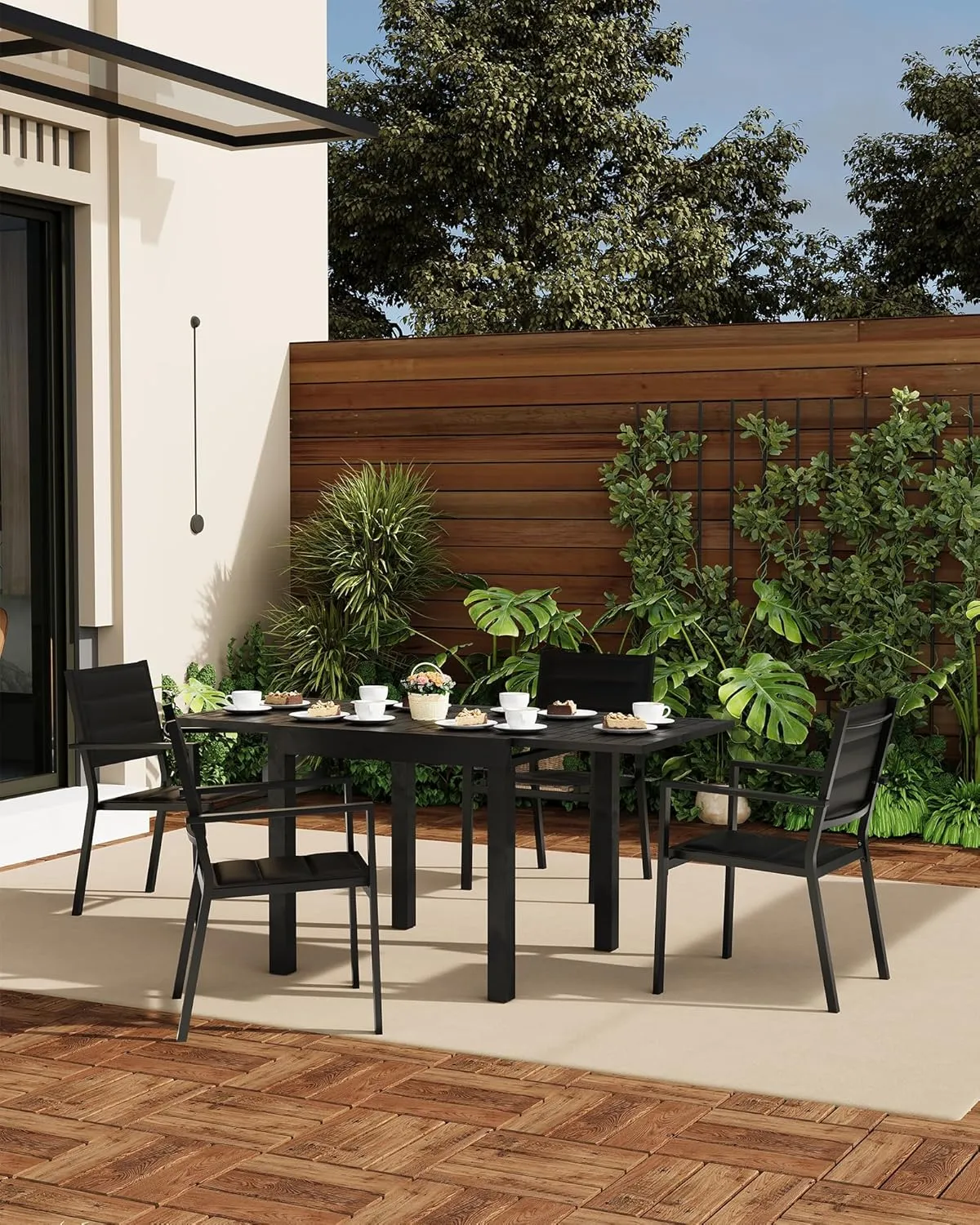 Patio Stackable Chairs Set of 2, Outdoor Aluminum Stacking Dining Chairs with Textilene Fabric for Outdoor, Patio, Deck, Backyard