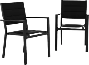 Patio Stackable Chairs Set of 2, Outdoor Aluminum Stacking Dining Chairs with Textilene Fabric for Outdoor, Patio, Deck, Backyard