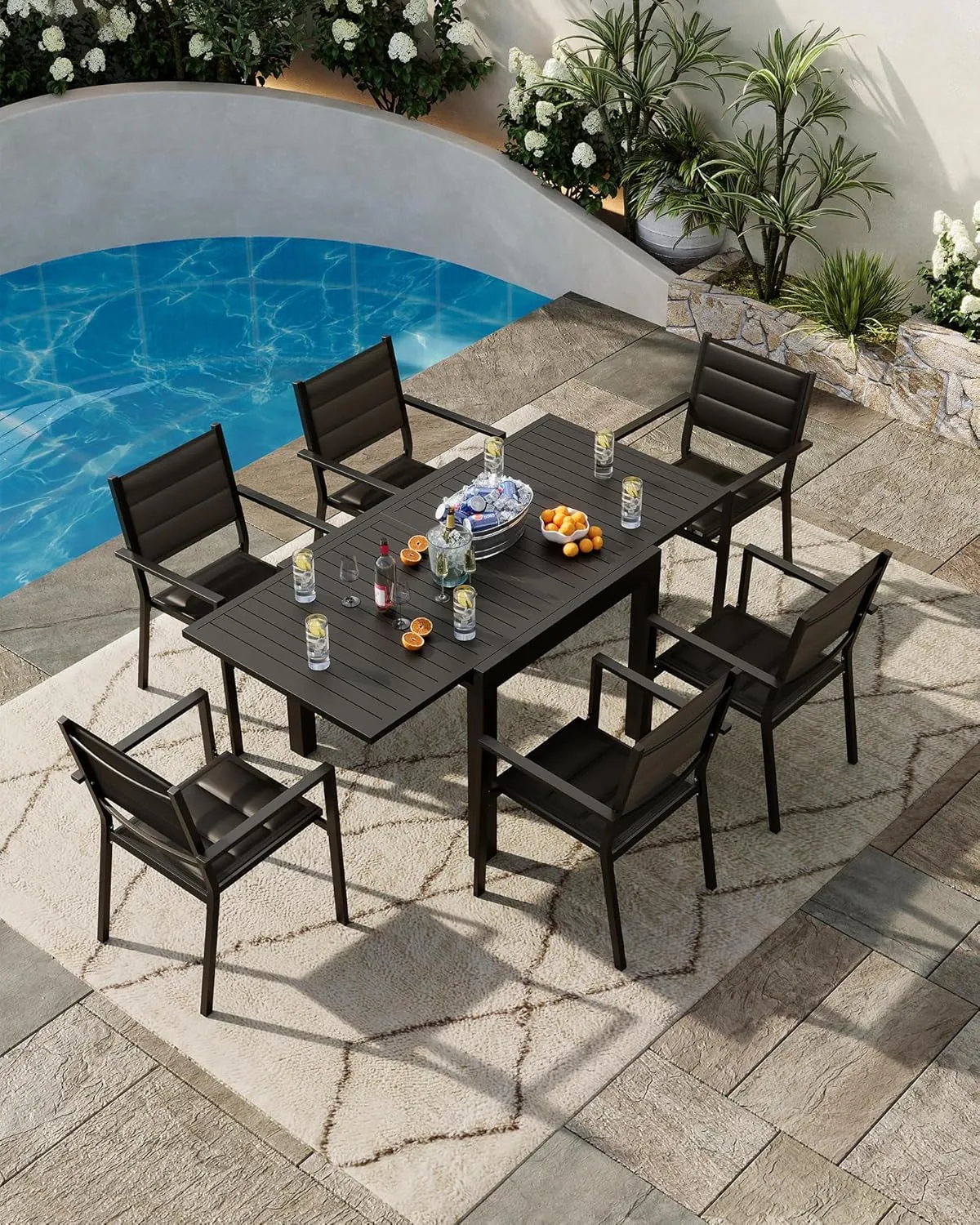 Patio Stackable Chairs Set of 2, Outdoor Aluminum Stacking Dining Chairs with Textilene Fabric for Outdoor, Patio, Deck, Backyard
