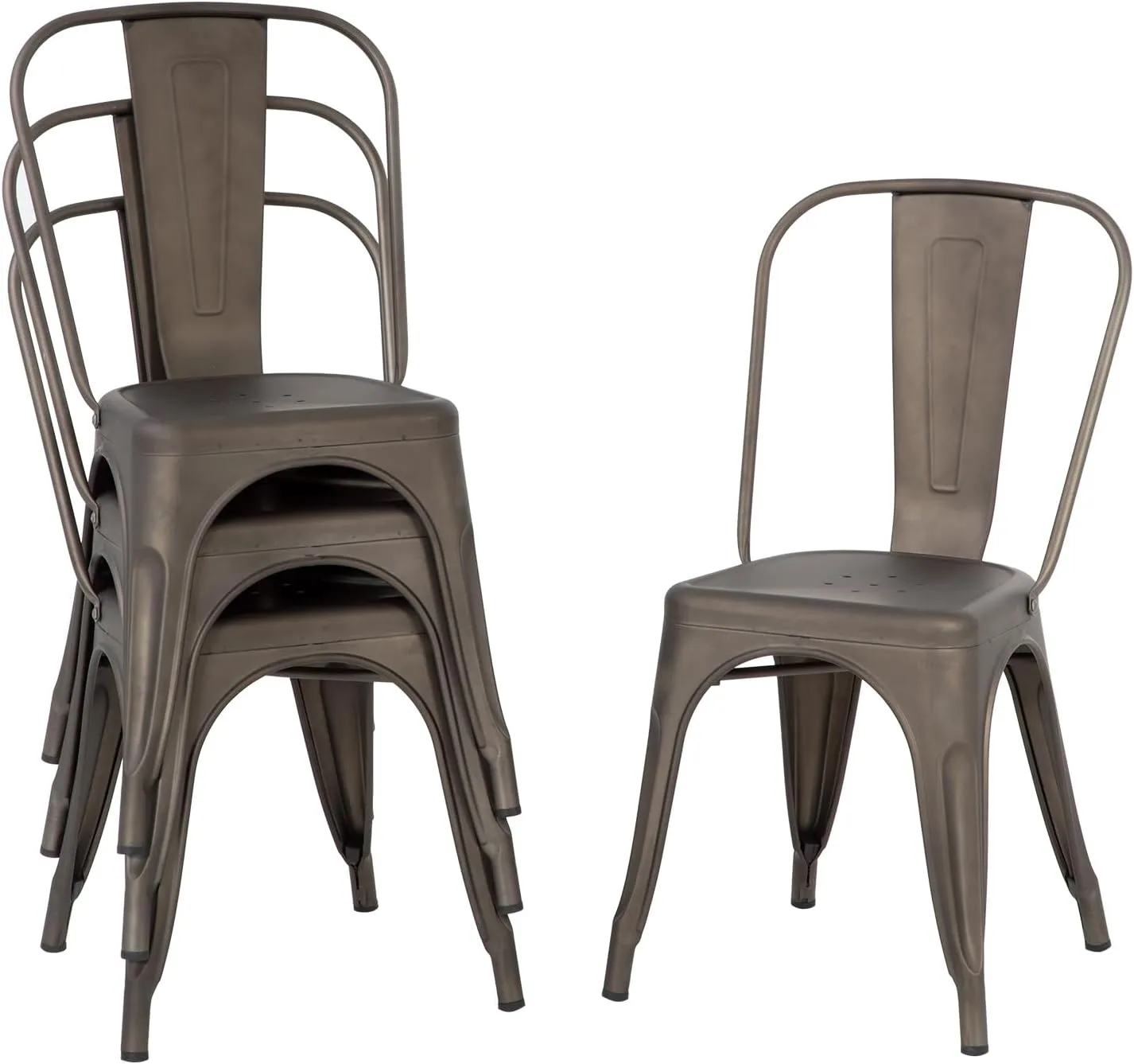 PayLessHere Metal Dining Chairs Kitchen Chairs 18 Inch Tolix Side Stackable Chairs 330 LBS Weight Capacity Indoor Outdoor Chairs Sturdy Metal Seating
