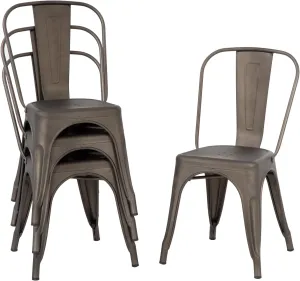 PayLessHere Metal Dining Chairs Kitchen Chairs 18 Inch Tolix Side Stackable Chairs 330 LBS Weight Capacity Indoor Outdoor Chairs Sturdy Metal Seating