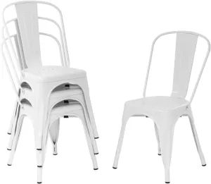 PayLessHere Metal Dining Chairs Kitchen Chairs 18 Inch Tolix Side Stackable Chairs 330 LBS Weight Capacity Indoor Outdoor Chairs Sturdy Metal Seating