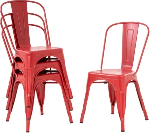 PayLessHere Metal Dining Chairs Kitchen Chairs 18 Inch Tolix Side Stackable Chairs 330 LBS Weight Capacity Indoor Outdoor Chairs Sturdy Metal Seating