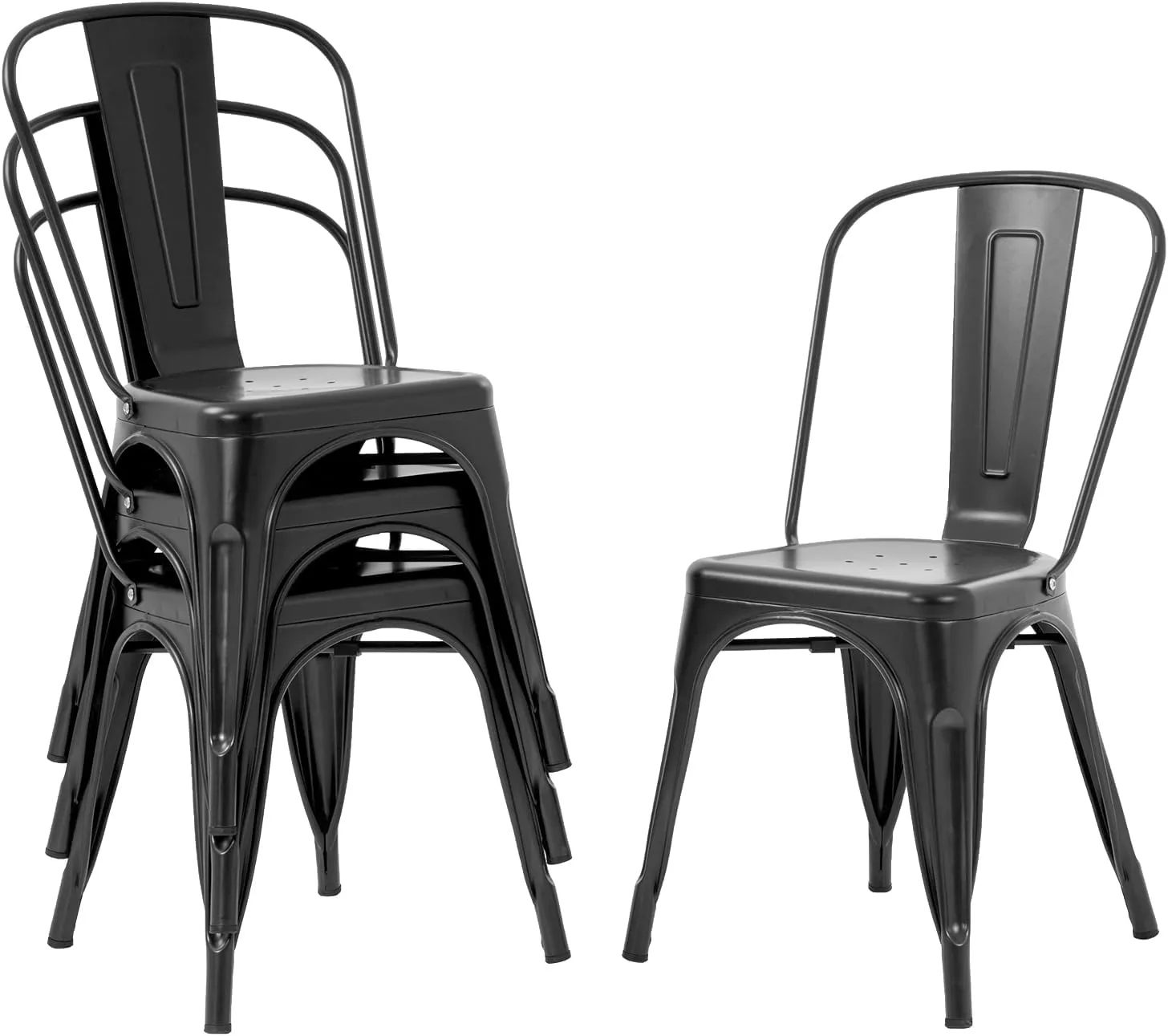 PayLessHere Metal Dining Chairs Kitchen Chairs 18 Inch Tolix Side Stackable Chairs 330 LBS Weight Capacity Indoor Outdoor Chairs Sturdy Metal Seating