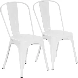 PayLessHere Metal Dining Chairs Set of 2 Modern Patio Chair 18 Inch Indoor Outdoor Chairs Kitchen Chairs Metal Chairs Restaurant Chair Seat Height Metal Stackable Chair 330 LBS Weight Capacity