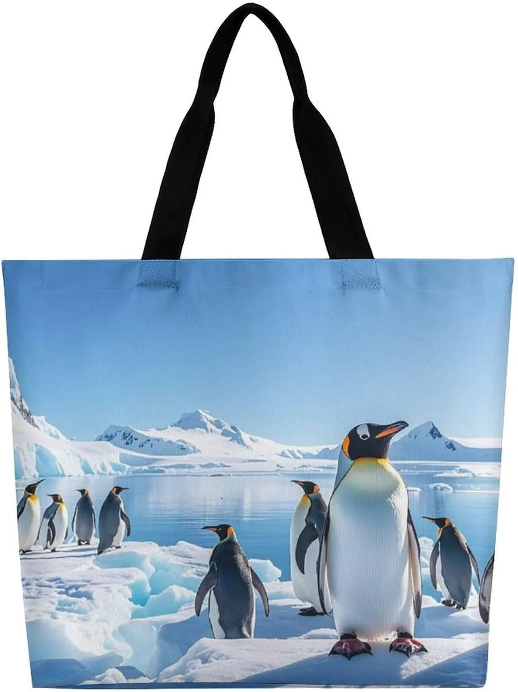 Penguin Antarctica Ice Tote Bag for Women Reusable Grocery Shoulder Bag Shopping Bags for Travel, Groceries