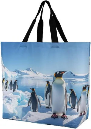 Penguin Antarctica Ice Tote Bag for Women Reusable Grocery Shoulder Bag Shopping Bags for Travel, Groceries