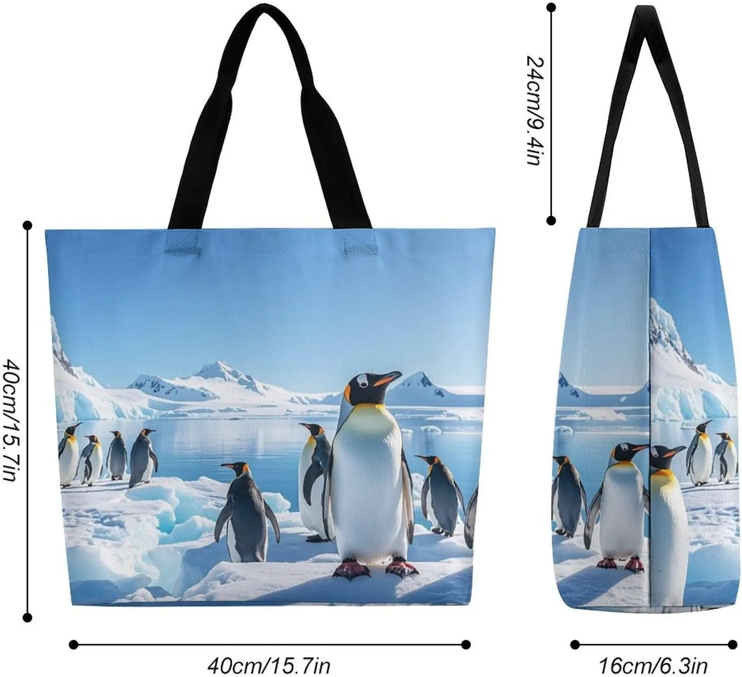 Penguin Antarctica Ice Tote Bag for Women Reusable Grocery Shoulder Bag Shopping Bags for Travel, Groceries