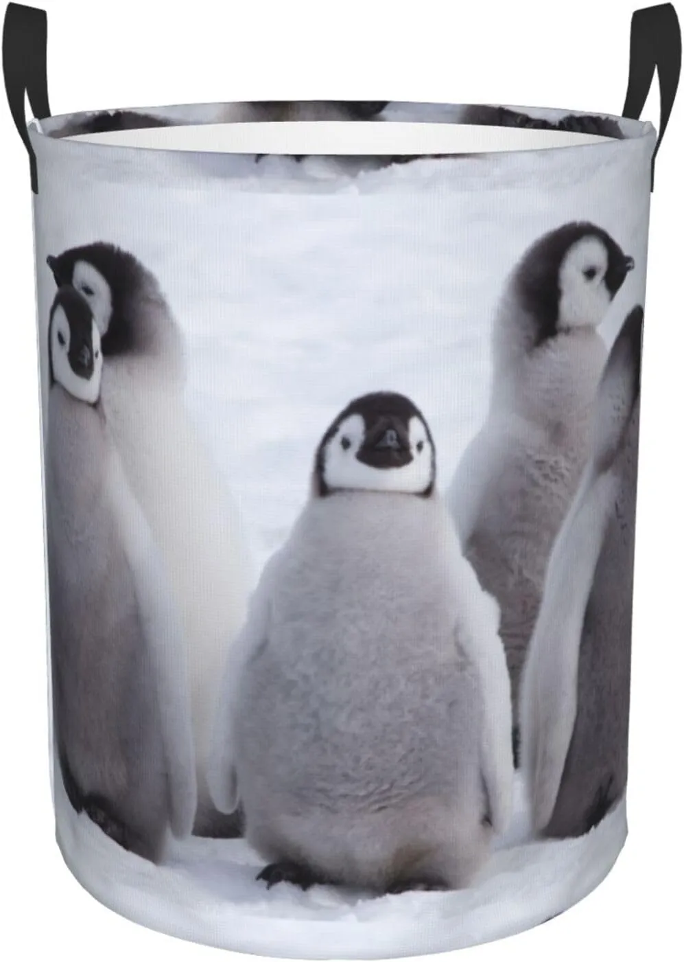 Penguin chicks gather Large Laundry Basket Collapsible Laundry Baskets With Handles Round Laundry Hamper Storage Basket, Waterproof Hamper For Laundry Bag Travel Dirty Clothes Basket laundry