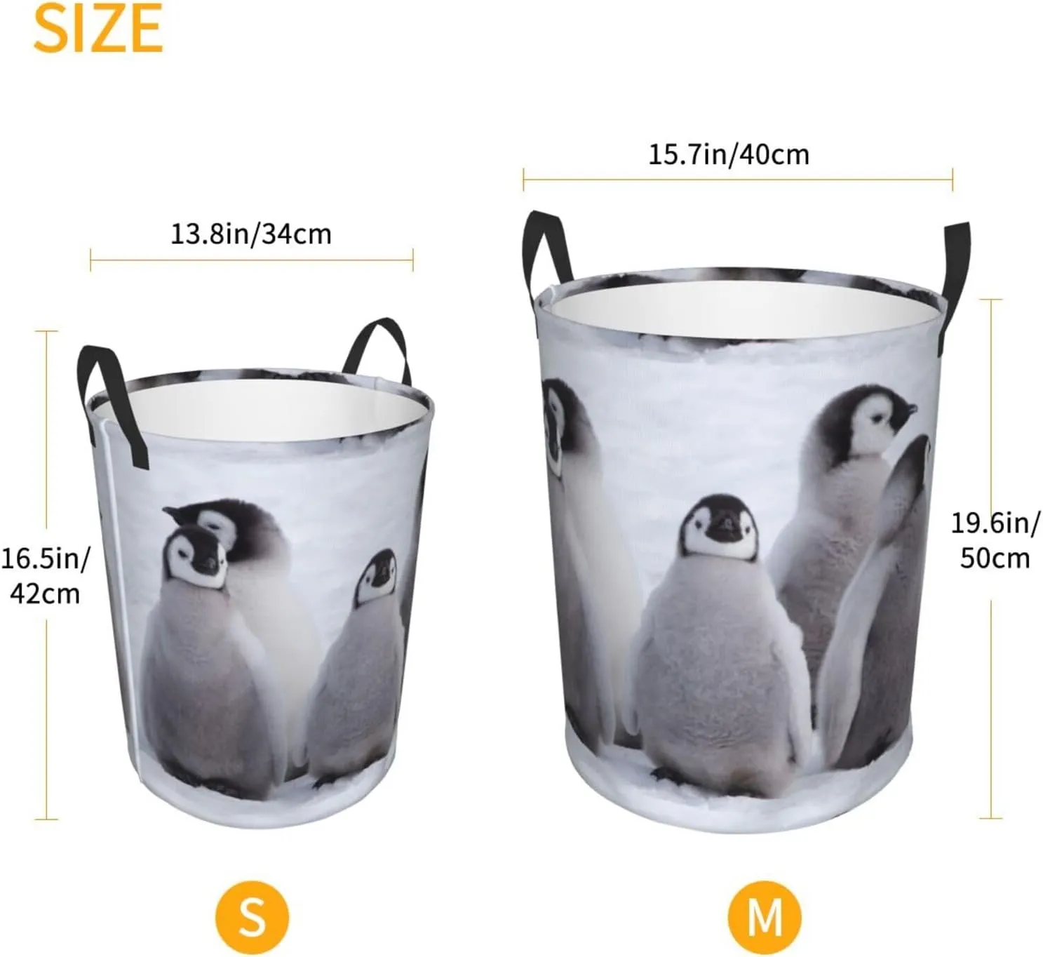 Penguin chicks gather Large Laundry Basket Collapsible Laundry Baskets With Handles Round Laundry Hamper Storage Basket, Waterproof Hamper For Laundry Bag Travel Dirty Clothes Basket laundry