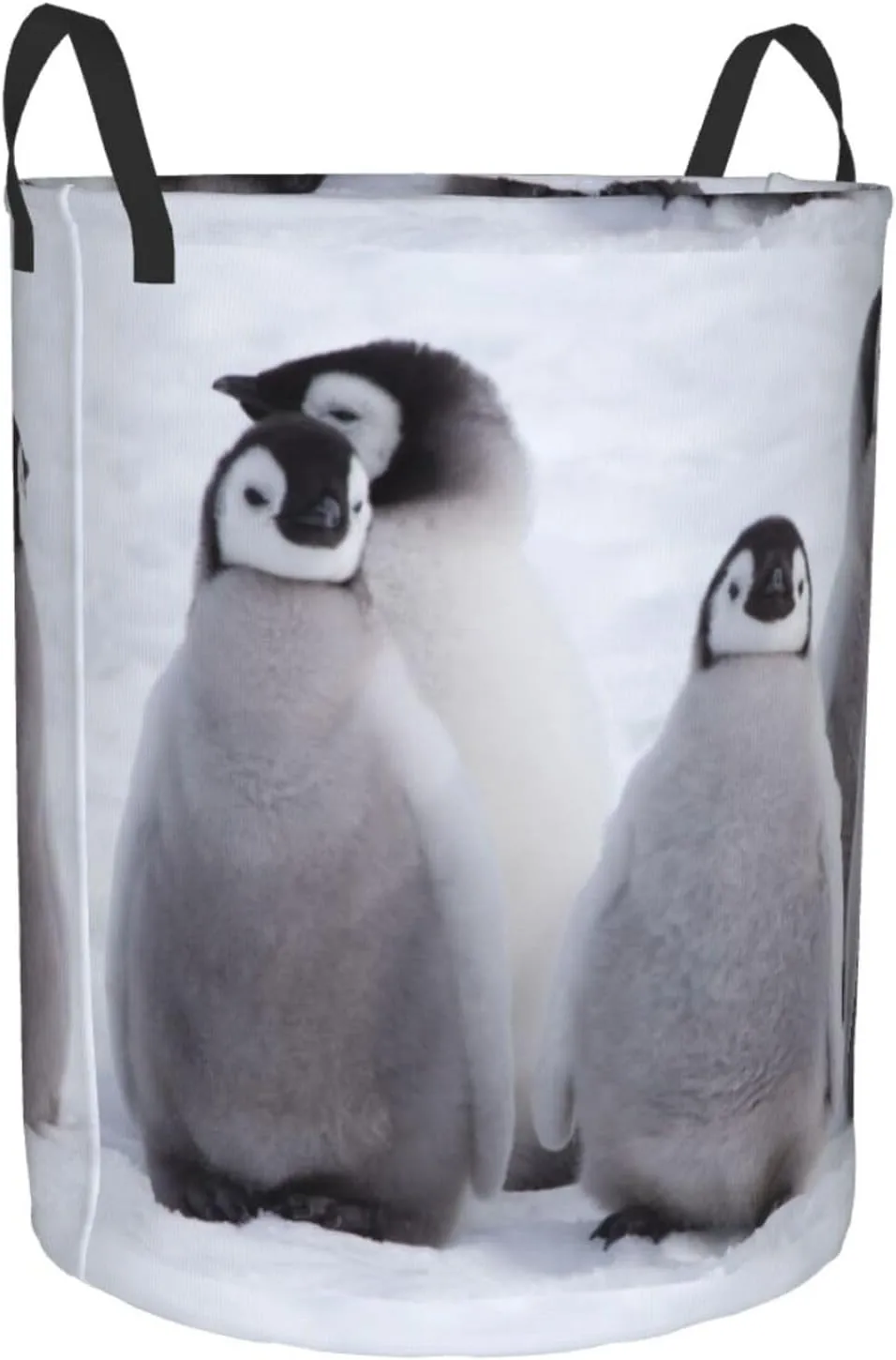 Penguin chicks gather Large Laundry Basket Collapsible Laundry Baskets With Handles Round Laundry Hamper Storage Basket, Waterproof Hamper For Laundry Bag Travel Dirty Clothes Basket laundry