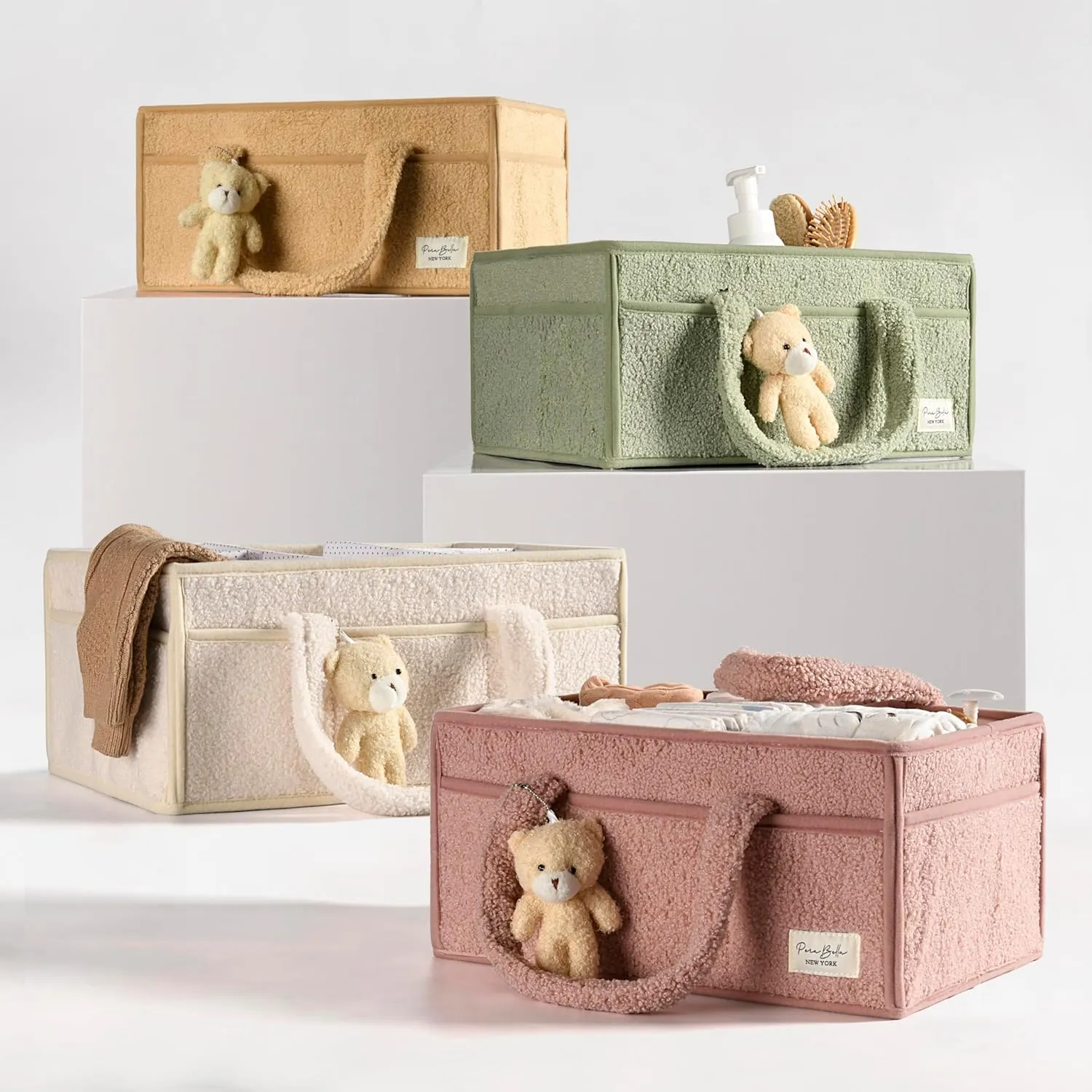 PeraBella Baby Diaper Caddy Organizer - Changing Table & Car Caddy, Nursery Diaper Storage Basket for Diapers & Wipes