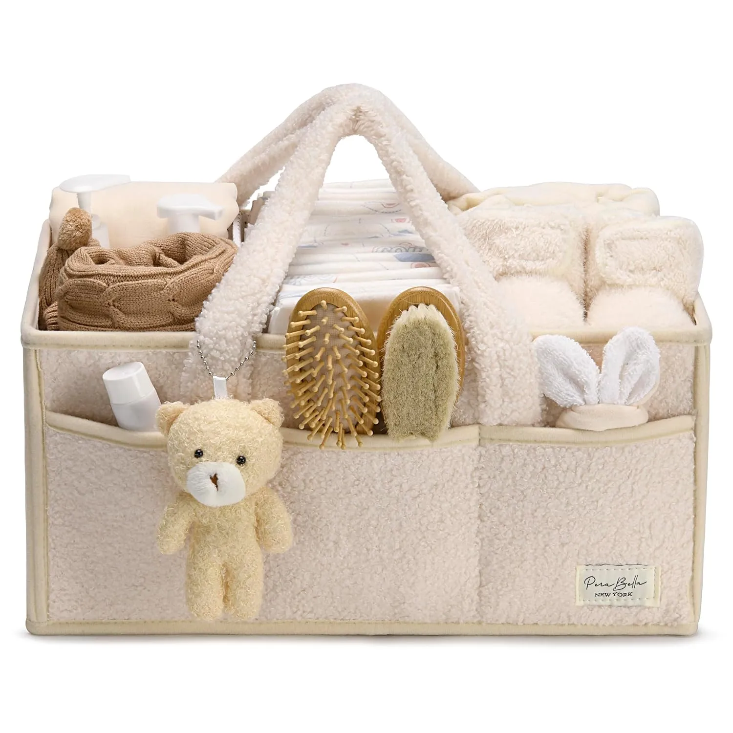 PeraBella Baby Diaper Caddy Organizer - Changing Table & Car Caddy, Nursery Diaper Storage Basket for Diapers & Wipes