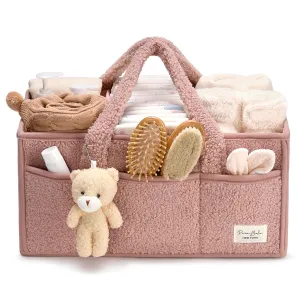 PeraBella Baby Diaper Caddy Organizer with Handle, Newborn Baby Essentials Registry Search Must Haves, Shower Gift Basket Boy&Girl, Portable Diaper Storage Basket Bin for Wipes, Car Caddy Organizer