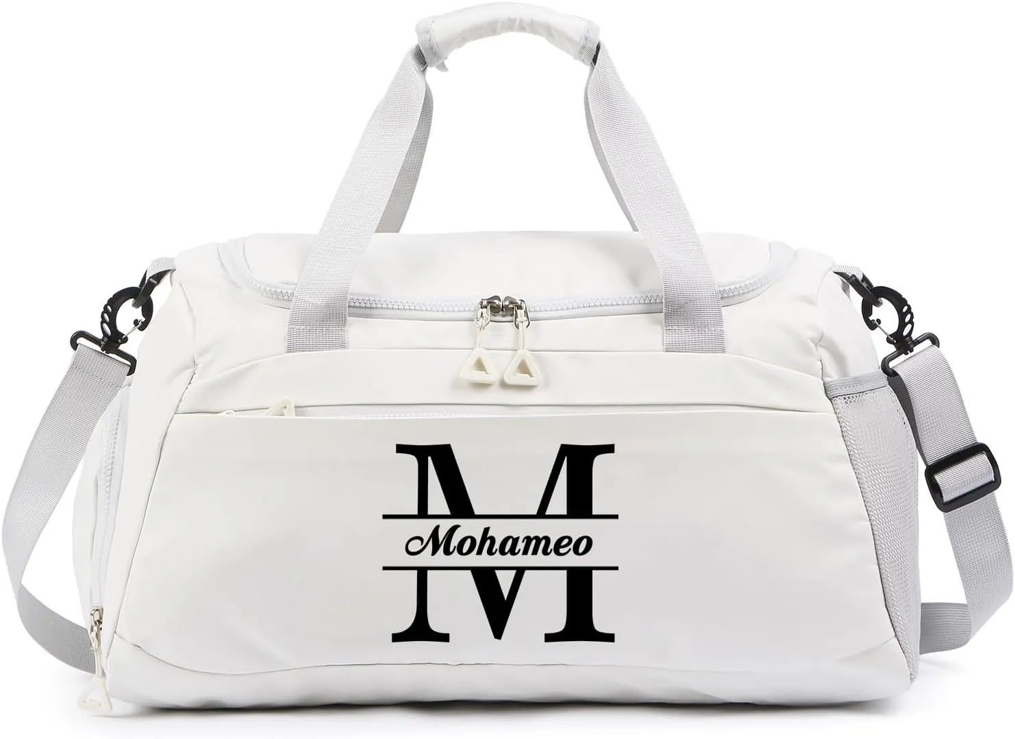 Personalized Duffel Bag - Custom Travel Bag with Name - Initial Weekender Bags Monogram Overnight Bag Sport Gym Bags for Women (White)