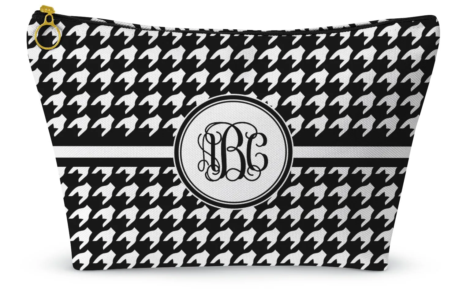 Personalized Houndstooth Makeup Bag - Small - 8.5"x4.5"