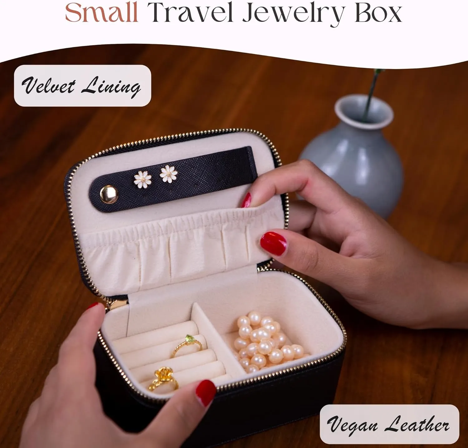 Personalized Initial Travel Jewelry Case - Monogram Custom Gifts For Women, Bridesmaid Proposal Gifts, Travel Jewelry Organizer, Customized Travel Jewelry Box, Birthday Gifts