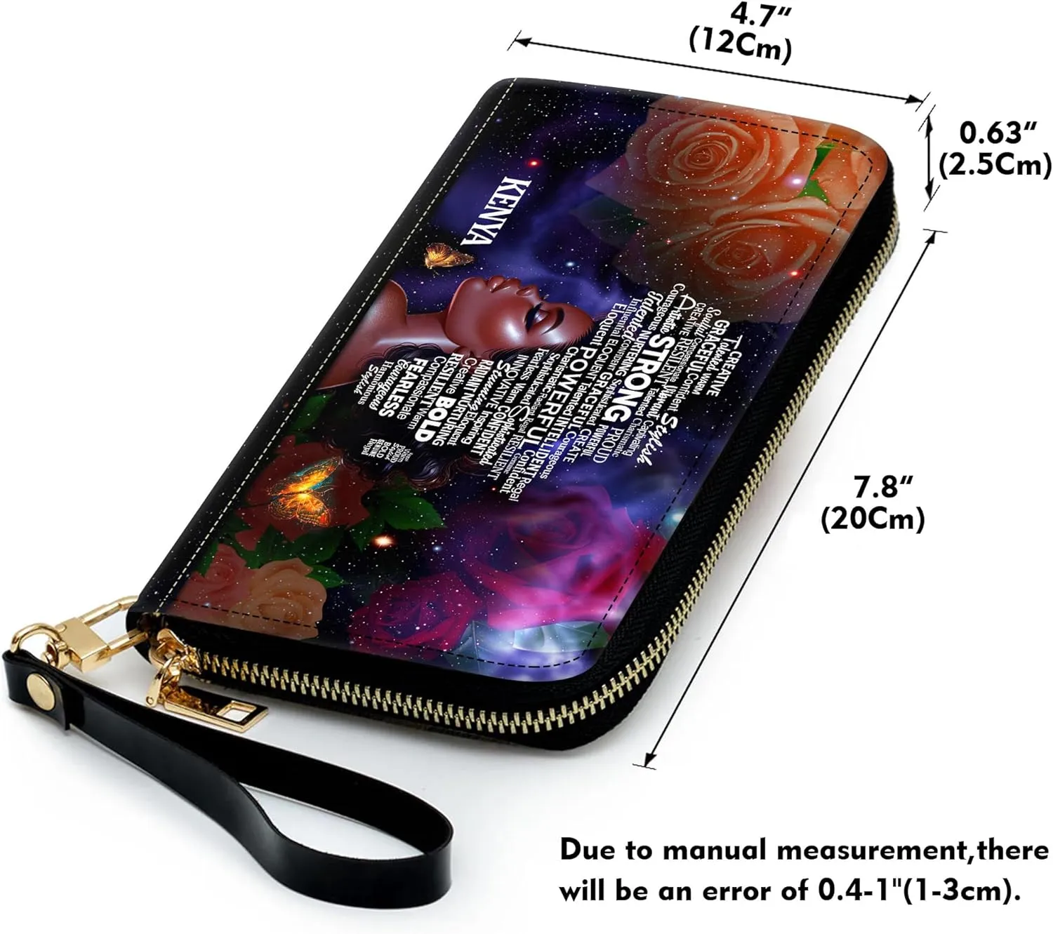 Personalized Leather Bible Clutch Wristlet Wallet for Women – Custom Name Christian Gifts, Ideal Religious Purse for Church, Mother’s Day Gift (Afro Woman)