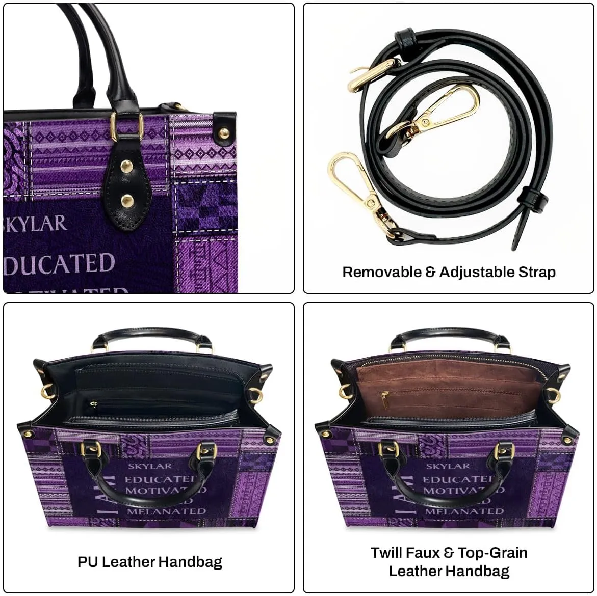 Personalized Leather Handbag For Black Women