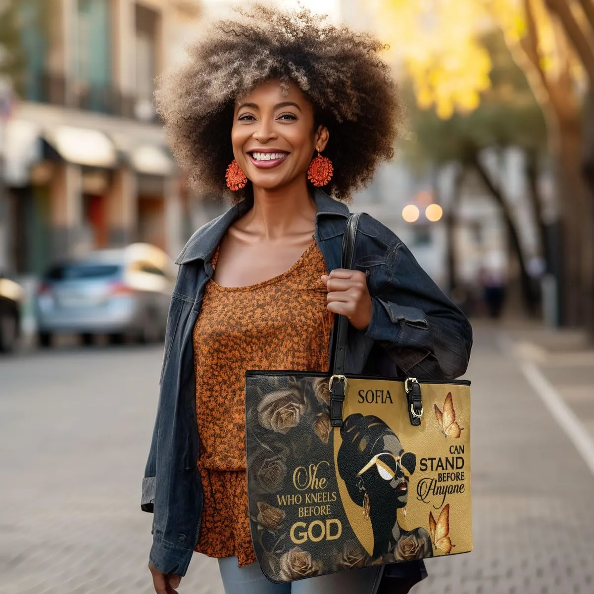 Personalized Leather Tote Bag For Black African Women