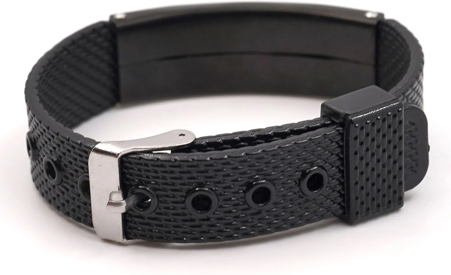 Personalized Medical Alert Black Shark Mesh Bracelet, SOS Emergency Health Life Alert Medical ID Engraved Stainless Steel Jewelry Free Engraving Adjustable Black Customized Bracelet for Men Women Kiss