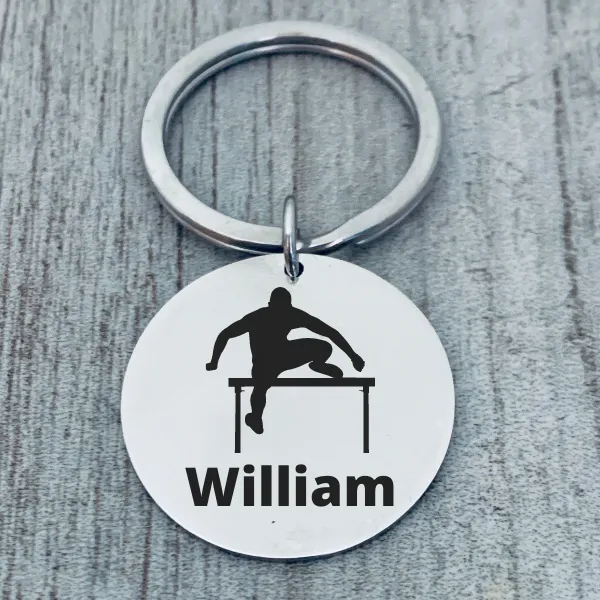 Personalized Track And Field Hurdles Keychain