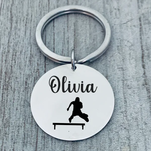 Personalized Track And Field Hurdles Keychain