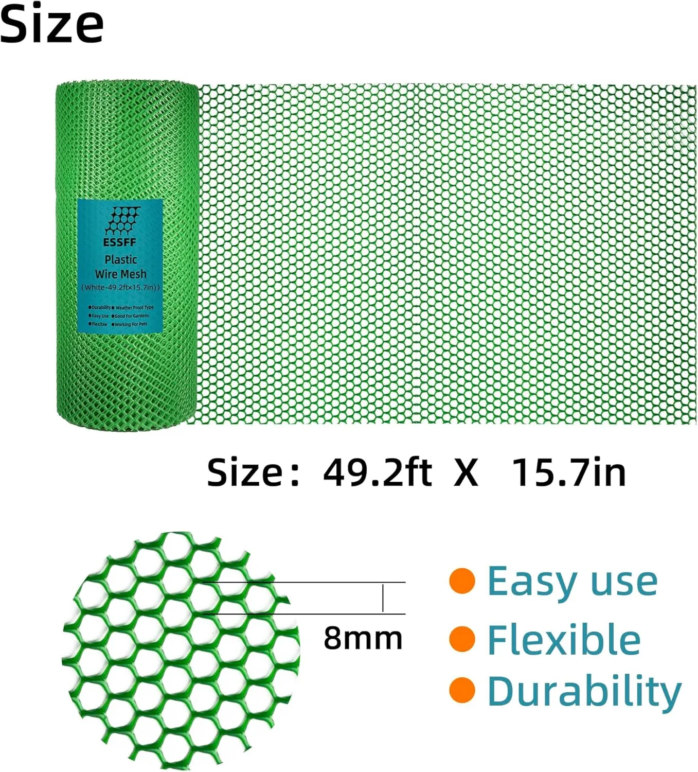 Pet & Garden Safeguard - 15.7IN x 49.2FT Roll - Green Plastic Netting, Multi-Use Decorative Fence for Poultry, Dogs, Rabbits,Chicken and Snake Barrier