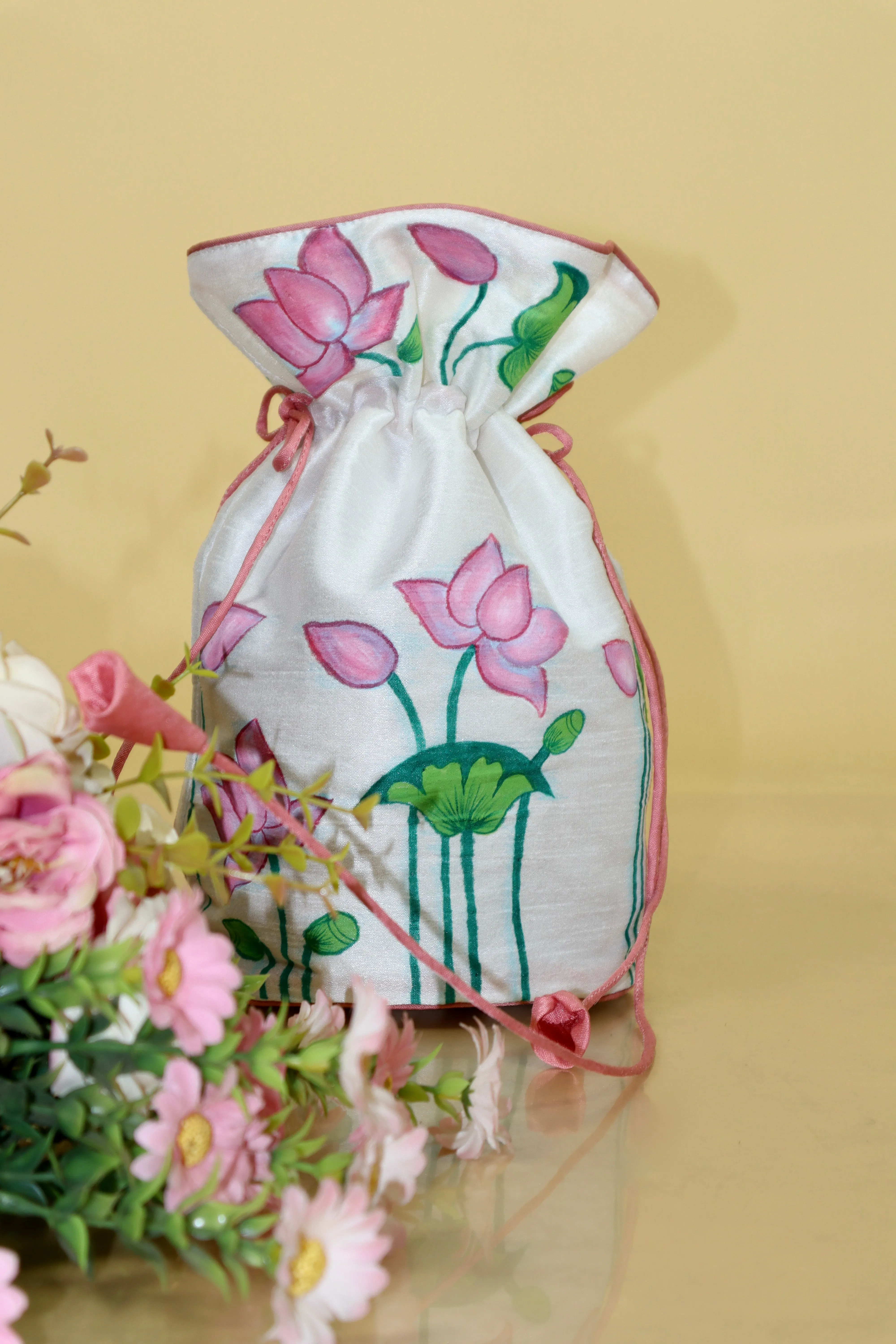 Pichwai Handpainted Silk Potli