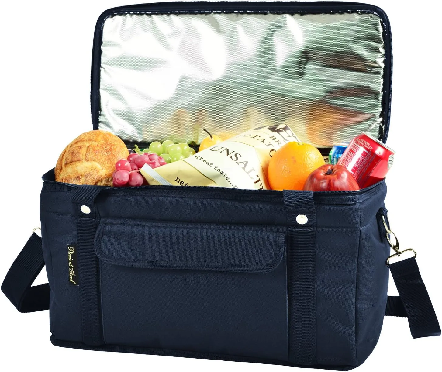Picnic at Ascot 8025-BLB 42 Can Hybrid Semi-Rigid Folding Cooler, Navy/White