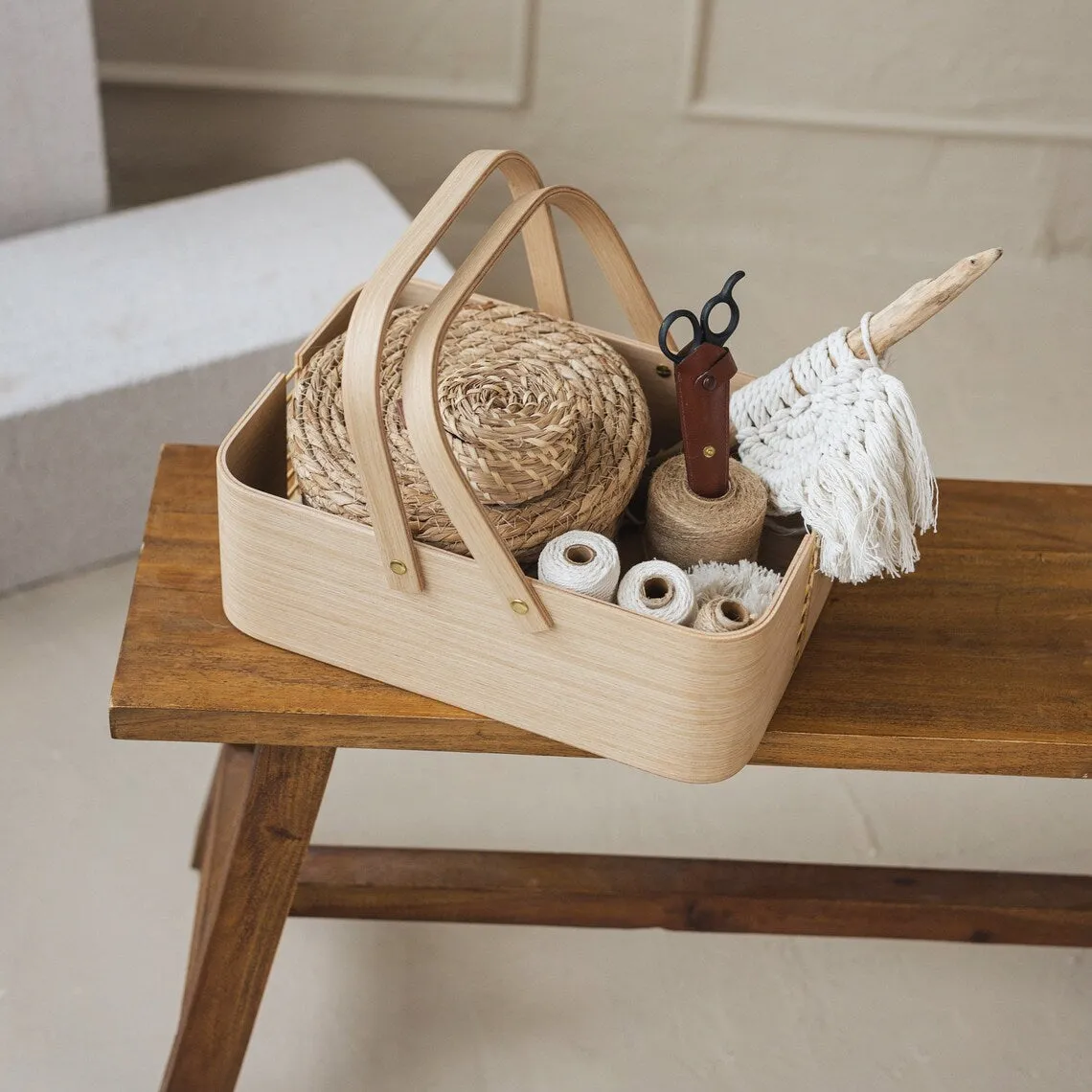 Picnic wooden basket with boxes- wood