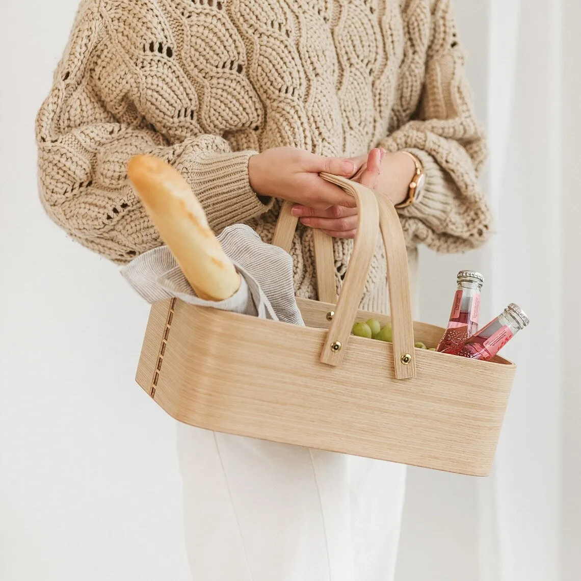 Picnic wooden basket with boxes- wood