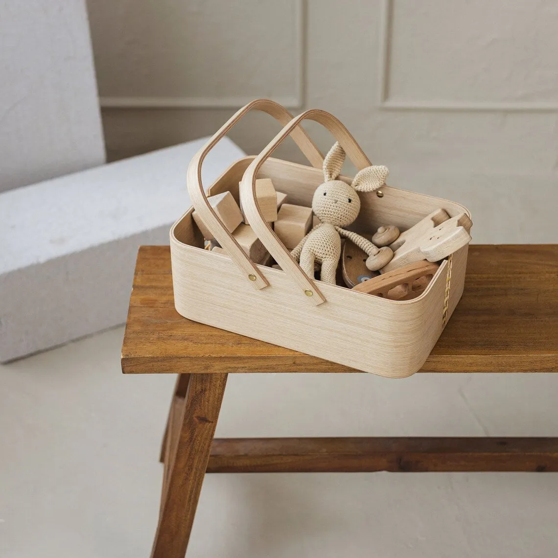 Picnic wooden basket with boxes- wood