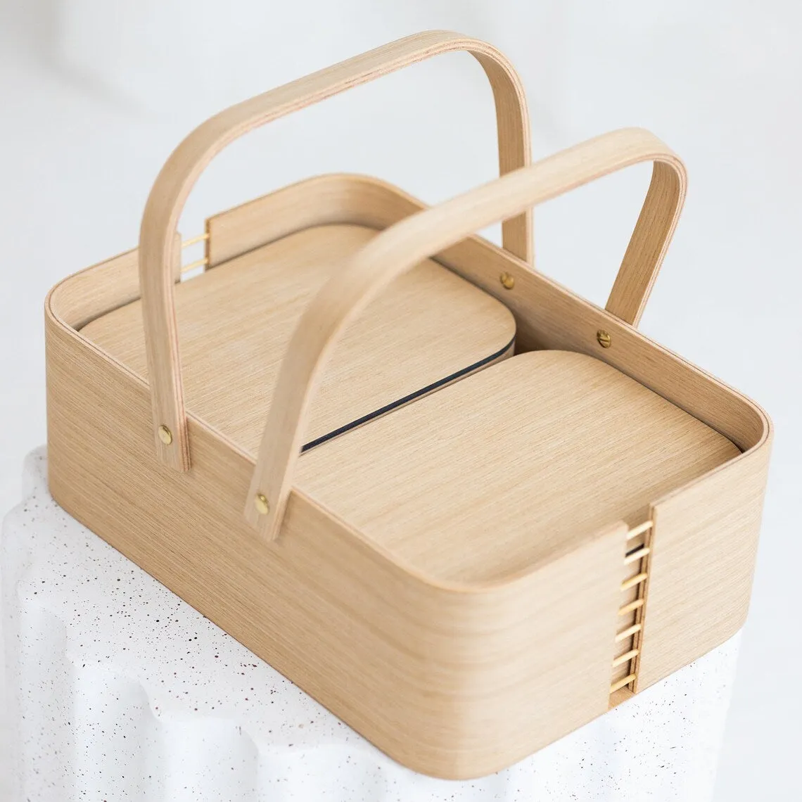 Picnic wooden basket with boxes- wood