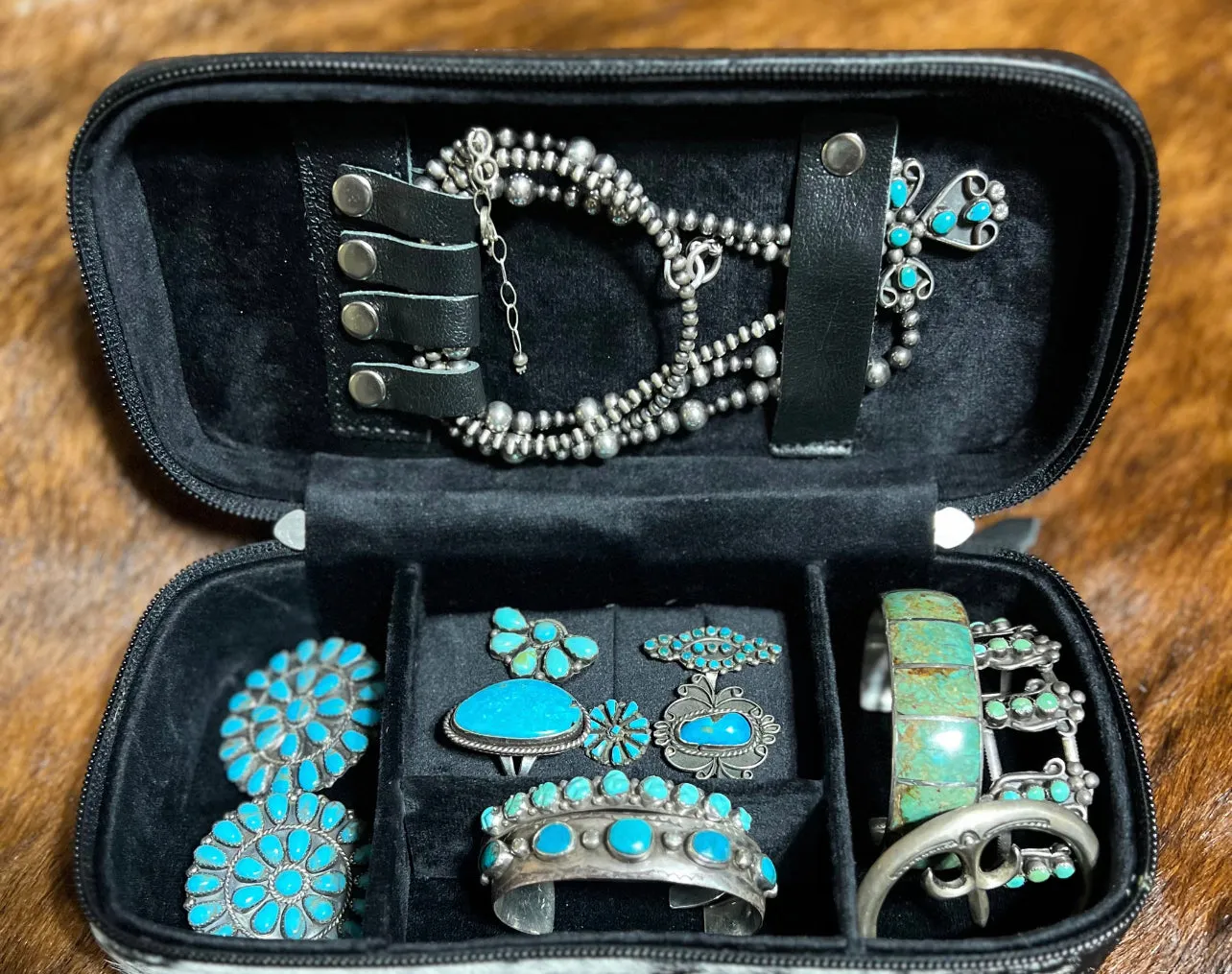 Pink/silver acid wash mini plus jewelry case