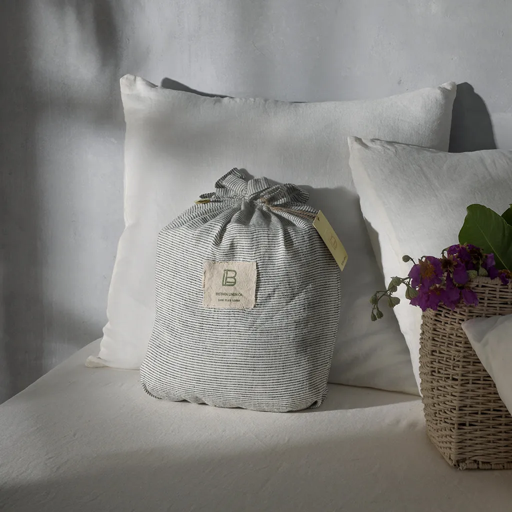 Pinstripe Linen Sheet Set - 100% French Flax Linen
