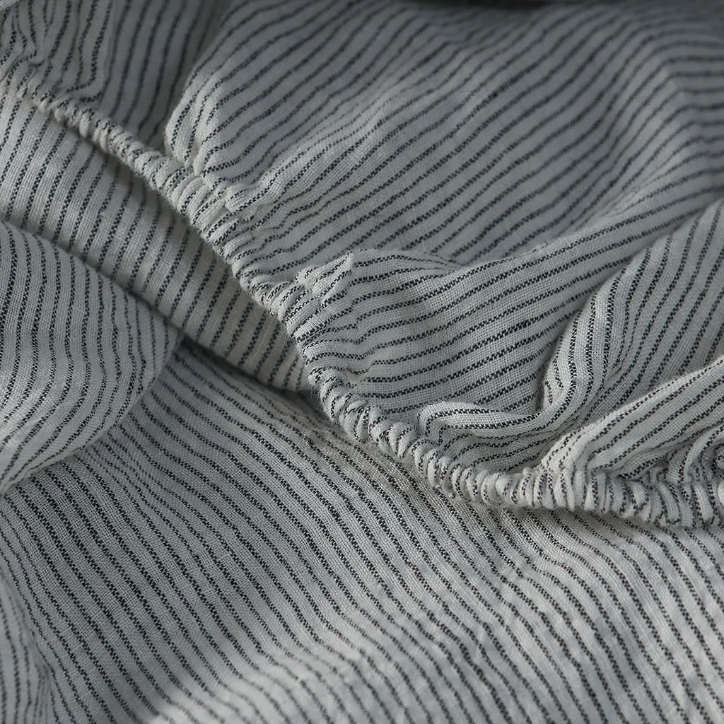 Pinstripe Linen Sheet Set - 100% French Flax Linen