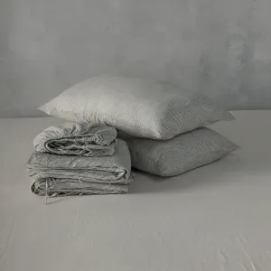 Pinstripe Linen Sheet Set - 100% French Flax Linen