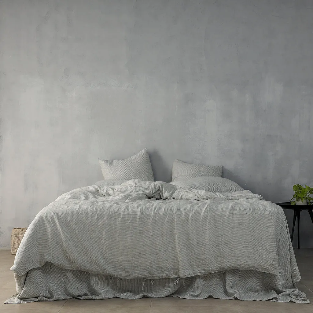 Pinstripe Linen Sheet Set - 100% French Flax Linen