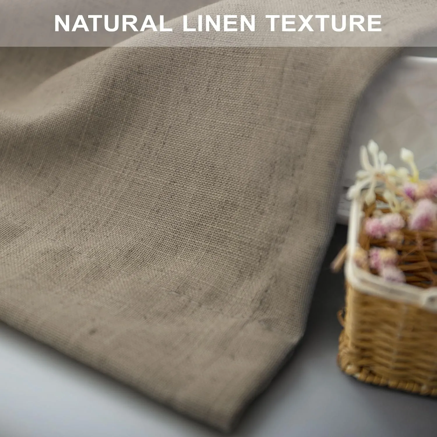 Pitalk Dark Taupe Linen Curtains for Living Room Drapes 108 Inches Long Grommet Neutral Farmhouse Country Curtains Window Treatments Brown Curtain for Bedroom Patio Door Cabin 2 Panels W52 x L108