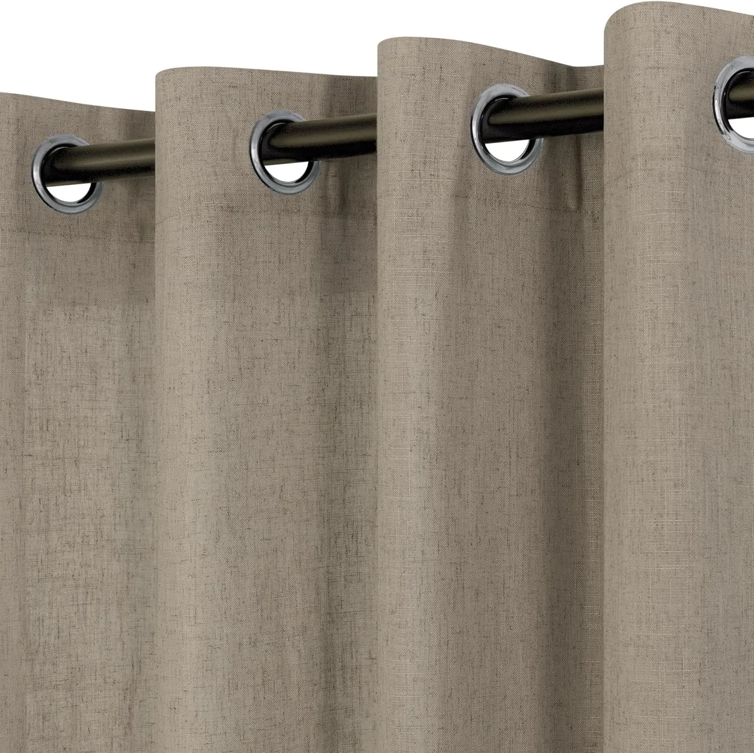 Pitalk Dark Taupe Linen Curtains for Living Room Drapes 108 Inches Long Grommet Neutral Farmhouse Country Curtains Window Treatments Brown Curtain for Bedroom Patio Door Cabin 2 Panels W52 x L108