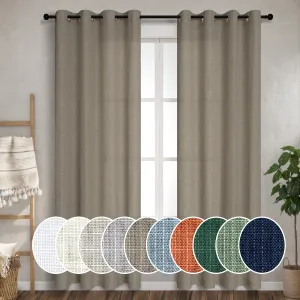 Pitalk Dark Taupe Linen Curtains for Living Room Drapes 108 Inches Long Grommet Neutral Farmhouse Country Curtains Window Treatments Brown Curtain for Bedroom Patio Door Cabin 2 Panels W52 x L108