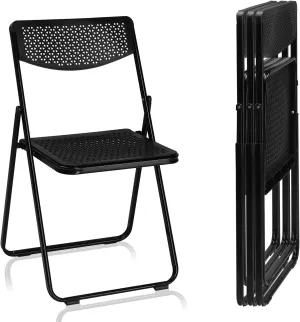 Plastic Folding Chairs, Exceptional Comfort, for Living Room, Dining Room, Bedroom, Study(17"x 17"x 32.7"). (4, Black)