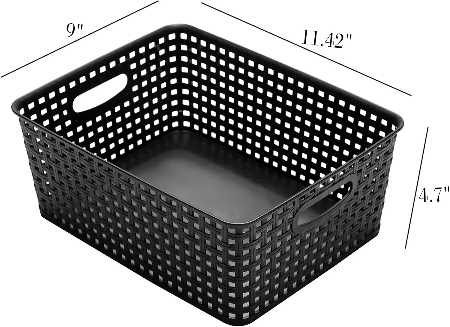 Plastic Storage Baskets for Organizing,11.42"X9"X4.7",Pack of 4 (Black)