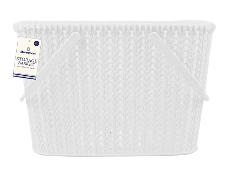Plastic Woven Effect Basket with Handles