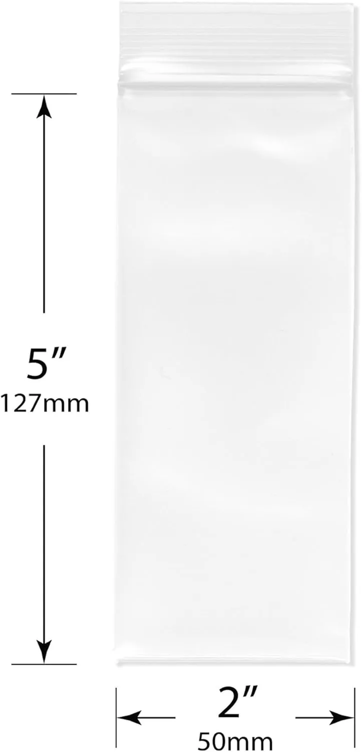 Plymor 2" x 5" (Pack of 100), 6 Mil Industrial Duty Zipper Reclosable Plastic Bags