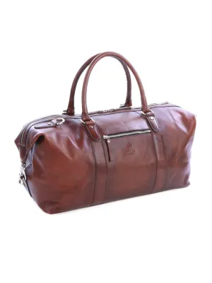 Polo Hudson Leather Weekender Duffle Bag Brown