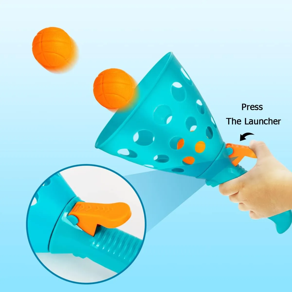Pop and Catch Ball Game with 24 Balls and 4 Catch Launcher Baskets - Outdoor Indoor Game Activities, Easter Basket Stuffers Gifts Beach Sport Summer Beach Toys for Kids Ages 4 5 6 7 8 10 12 