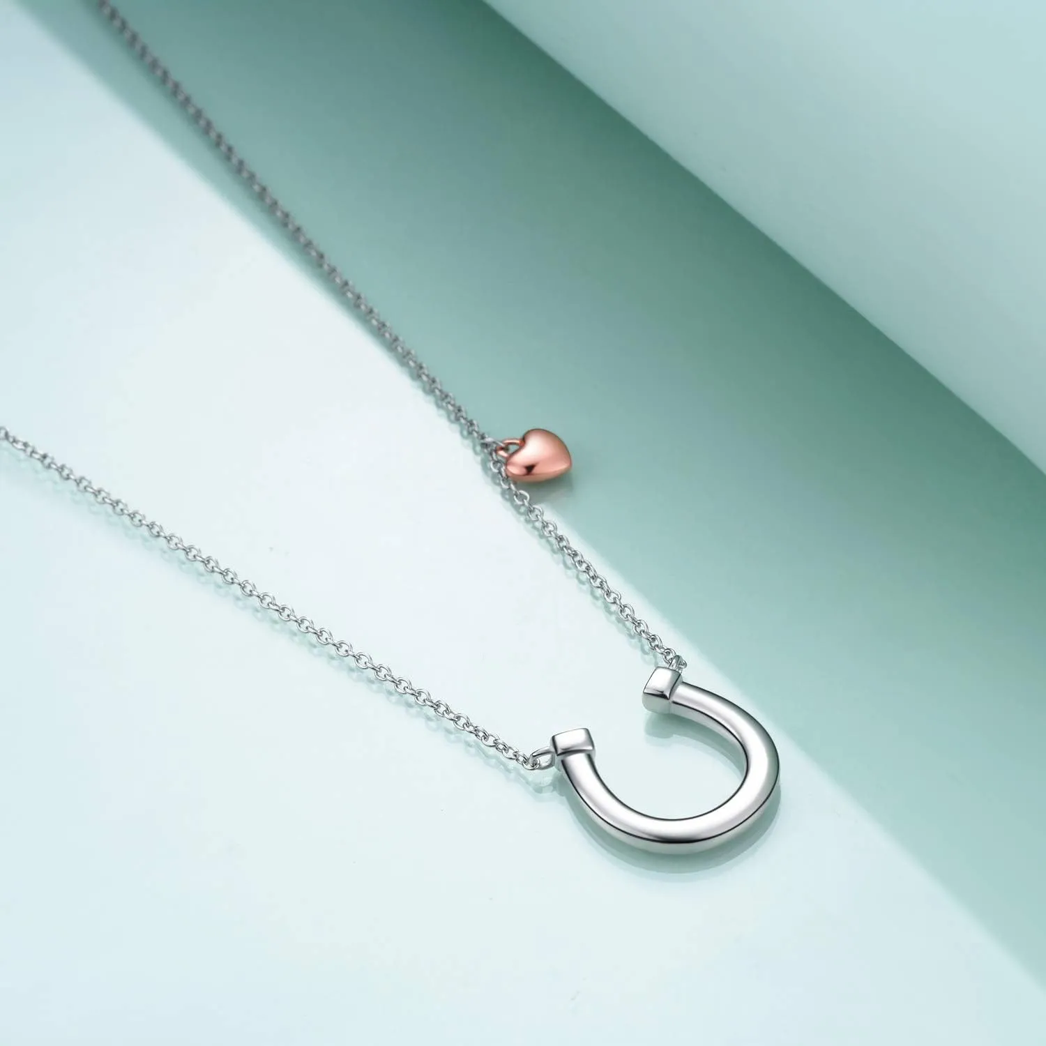 POPLYKE Horseshoe Necklace for Women Sterling Silver Horse Jewelry Gifts for Women