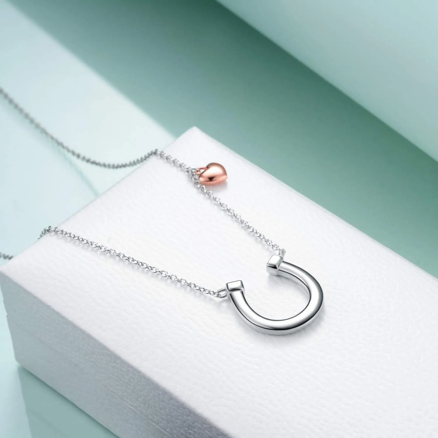 POPLYKE Horseshoe Necklace for Women Sterling Silver Horse Jewelry Gifts for Women